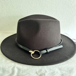 INC International Concepts Panama Hat with Hardware Ring One Size Black